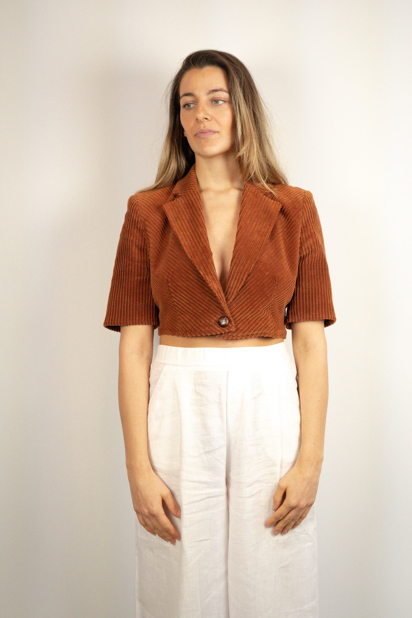 Corduroy Crop Blazer