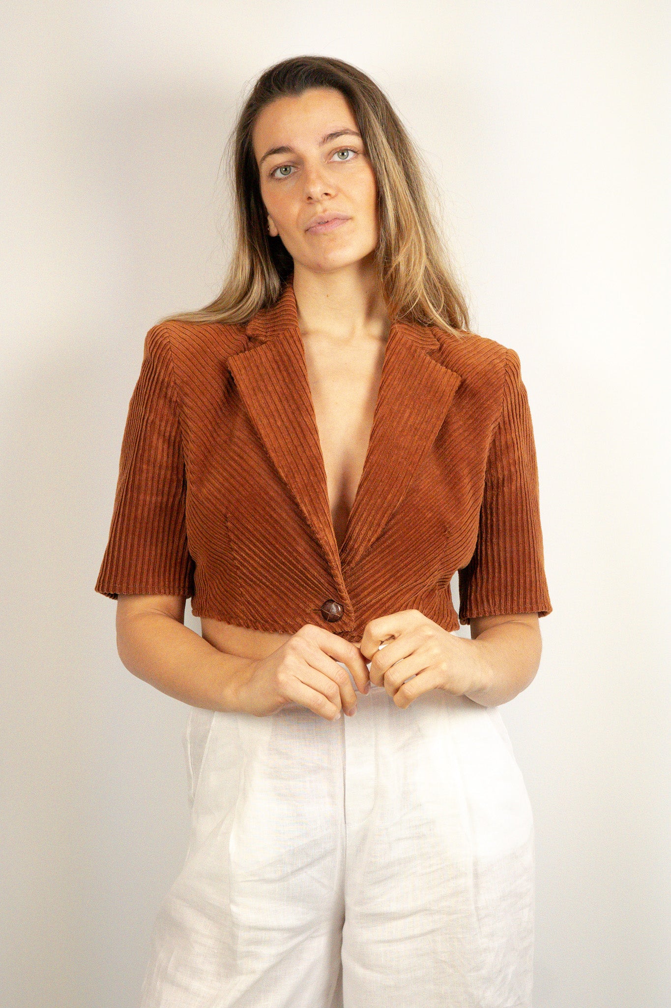 Corduroy Crop Blazer